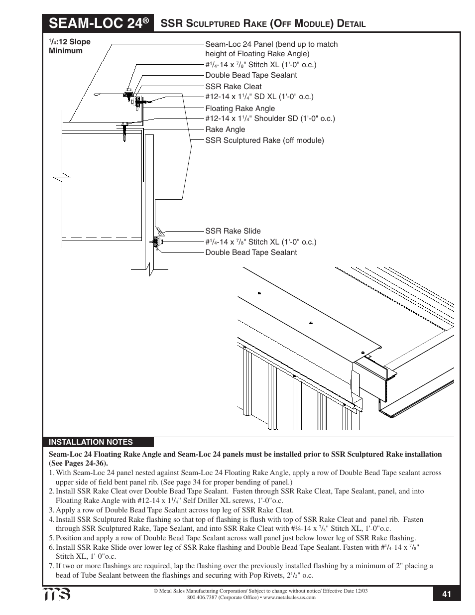 Seam-loc 24, Ssr s | Metal Sales Seam-Loc 24 Installation User Manual | Page 42 / 66