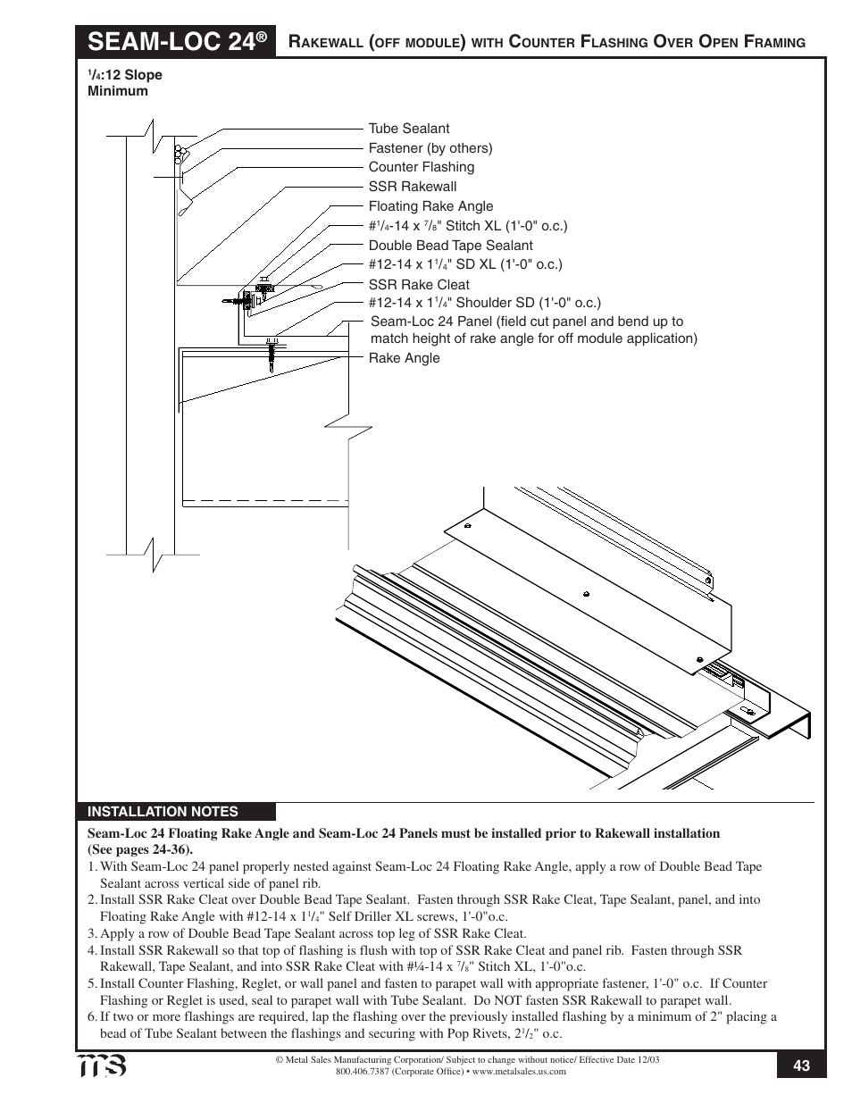 Seam-loc 24 | Metal Sales Seam-Loc 24 Installation User Manual | Page 44 / 66