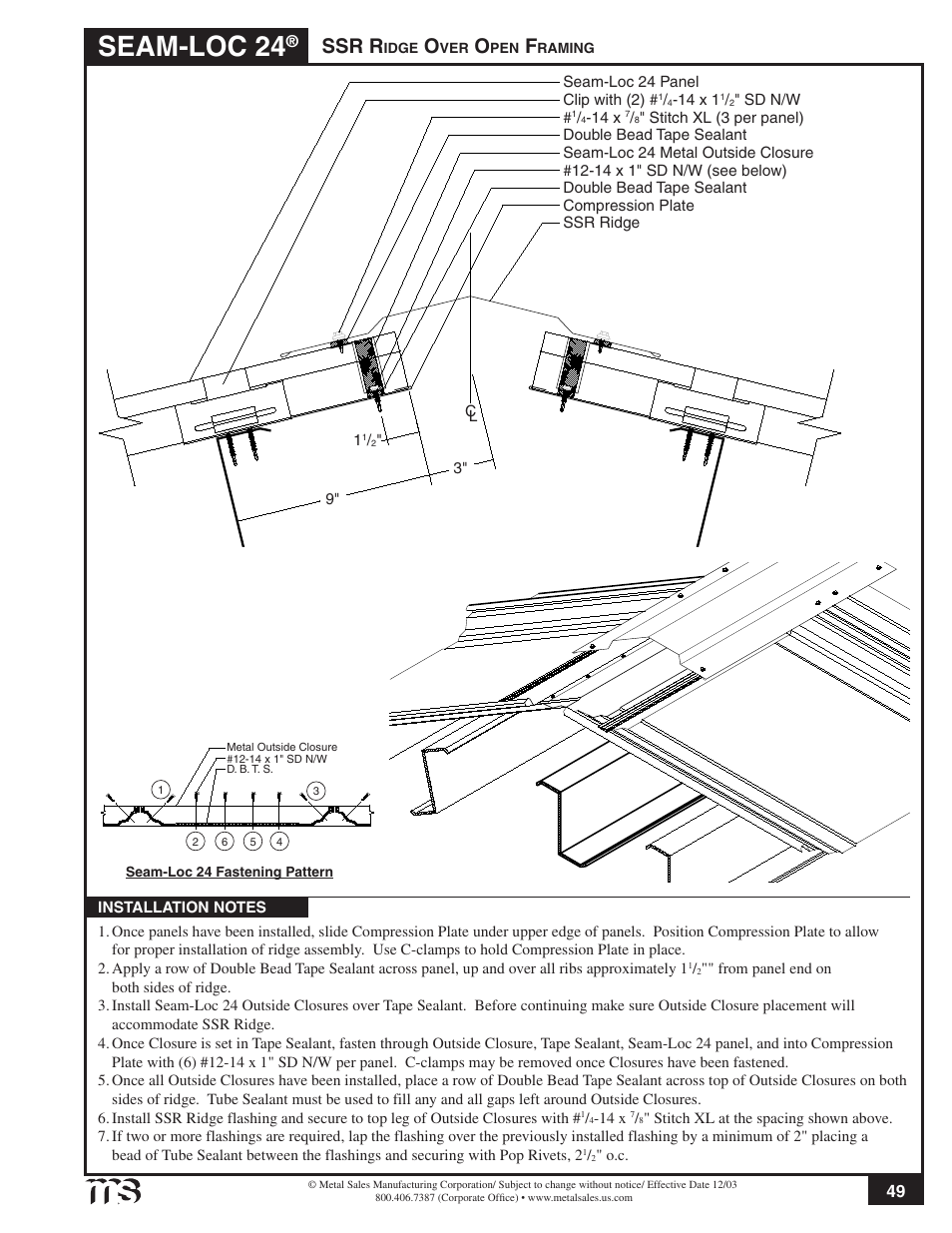 Seam-loc 24, Ssr r | Metal Sales Seam-Loc 24 Installation User Manual | Page 50 / 66