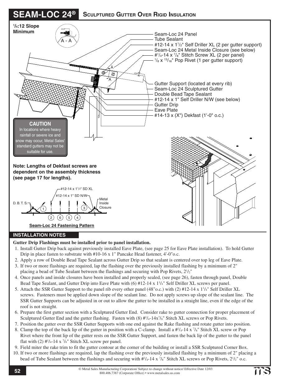 Seam-loc 24, Caution | Metal Sales Seam-Loc 24 Installation User Manual | Page 53 / 66