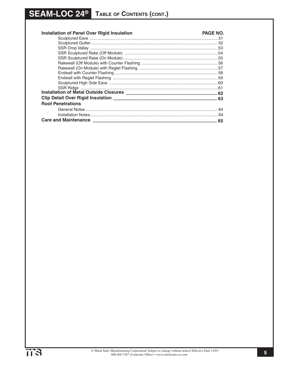 Seam-loc 24 | Metal Sales Seam-Loc 24 Installation User Manual | Page 6 / 66