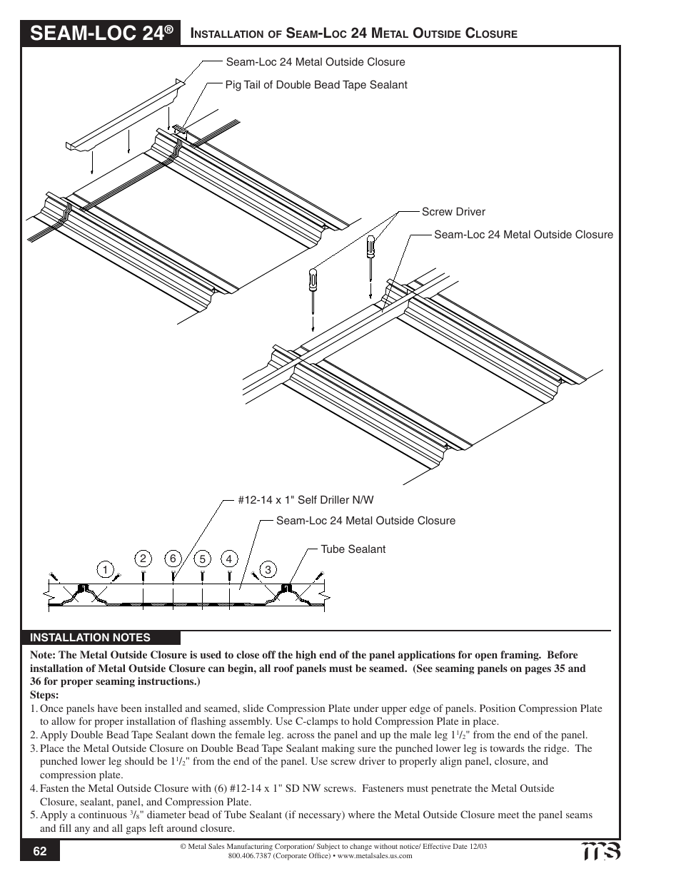 Seam-loc 24, 24 m | Metal Sales Seam-Loc 24 Installation User Manual | Page 63 / 66