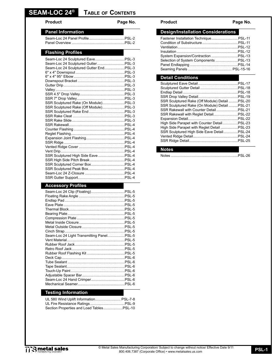 Metal Sales Seam-Loc 24 Manual User Manual | 26 pages