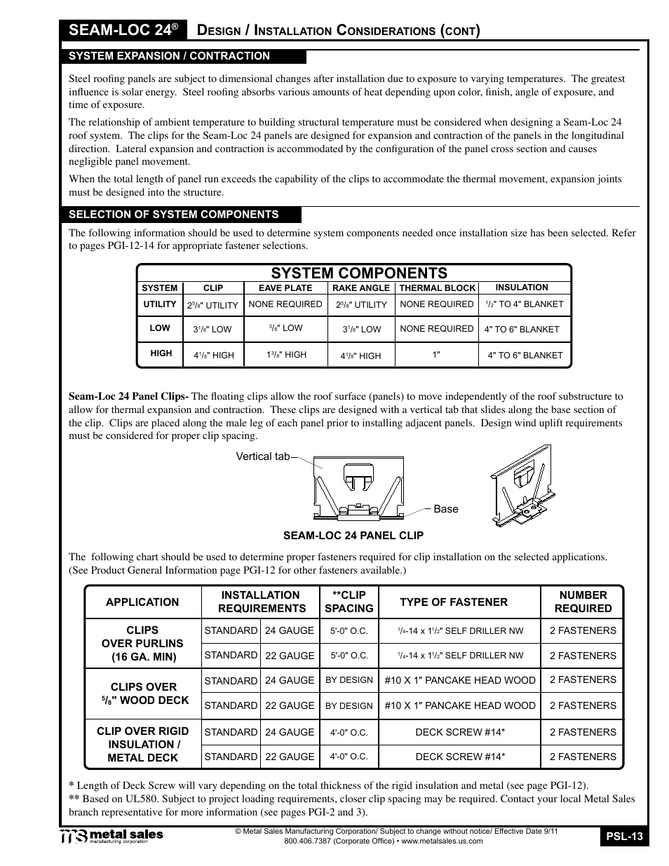 Seam-loc 24, System components | Metal Sales Seam-Loc 24 Manual User Manual | Page 13 / 26