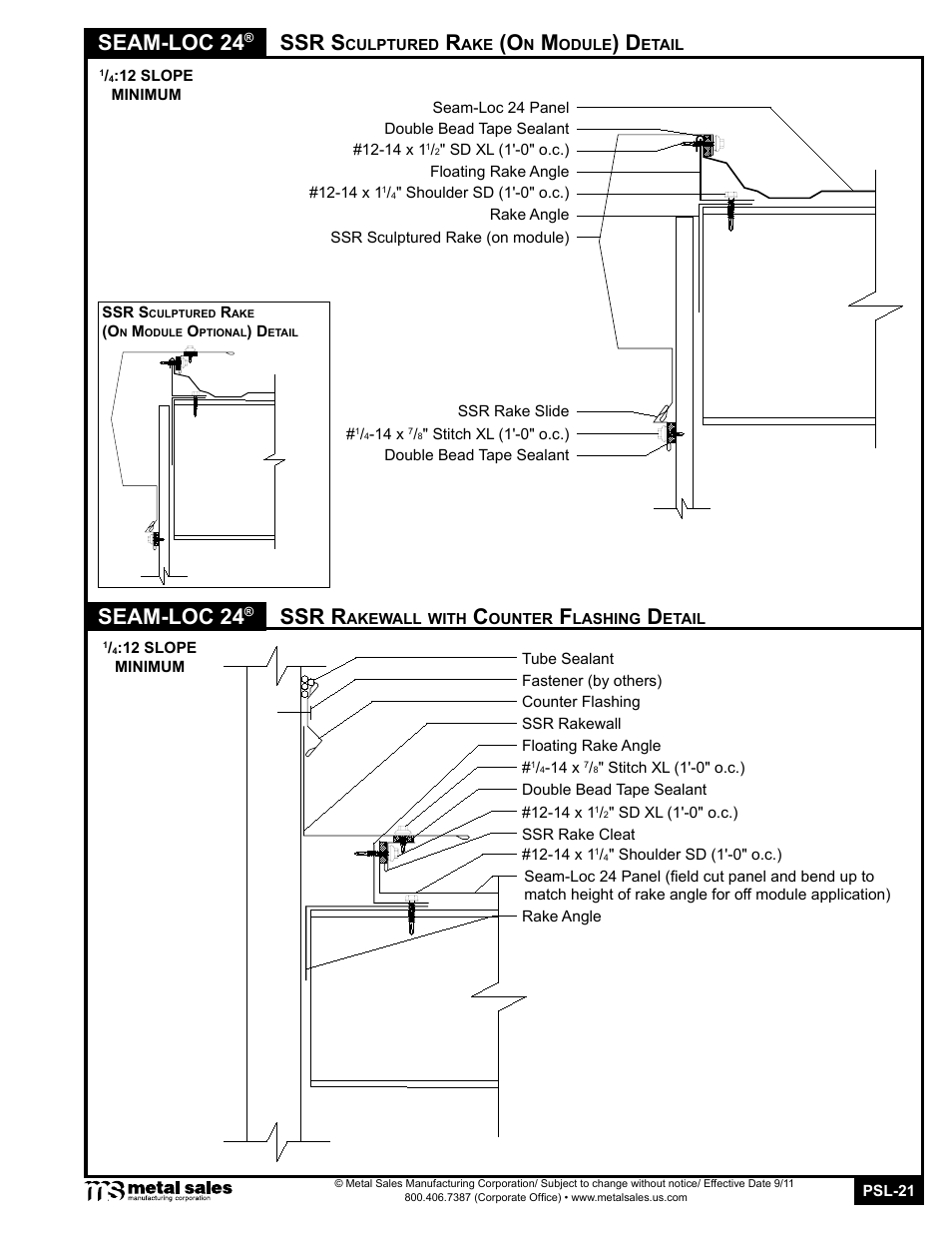 Seam-loc 24, Ssr s, Ssr r | Metal Sales Seam-Loc 24 Manual User Manual | Page 21 / 26