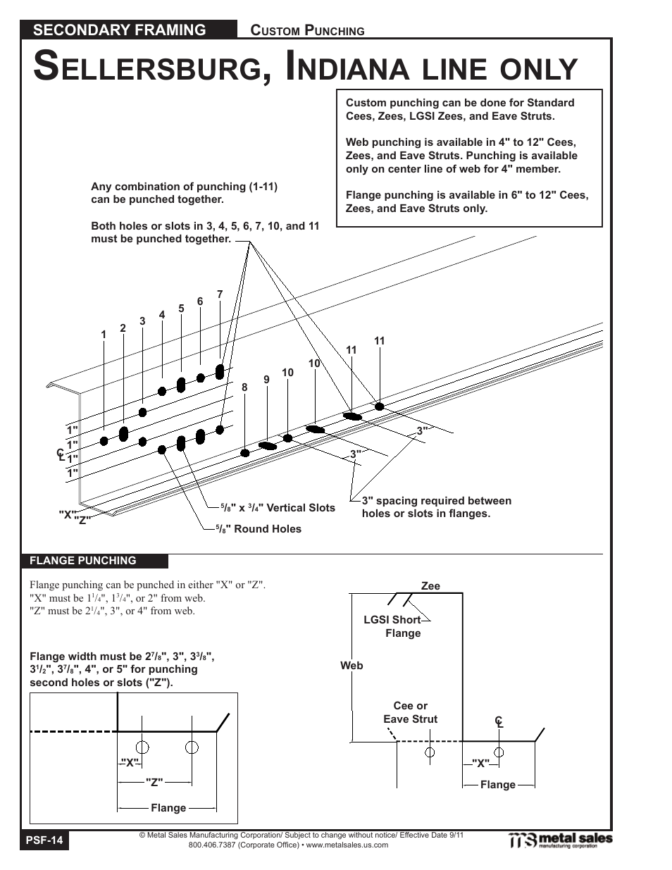 Ellersburg, Ndiana, Line | Only, Secondary framing | Metal Sales Secondary Framing User Manual | Page 14 / 53