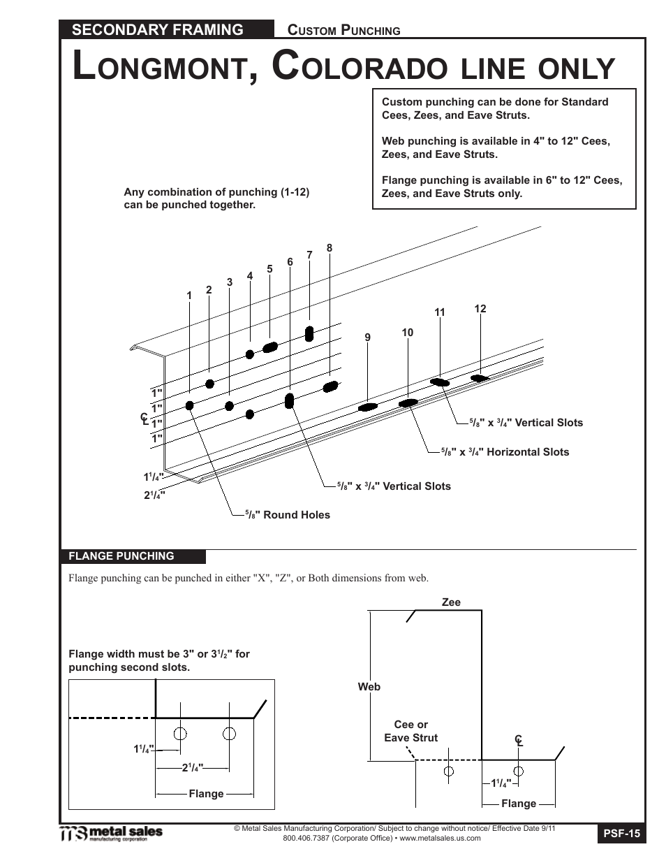 Ongmont, Olorado, Line | Only, Secondary framing | Metal Sales Secondary Framing User Manual | Page 15 / 53