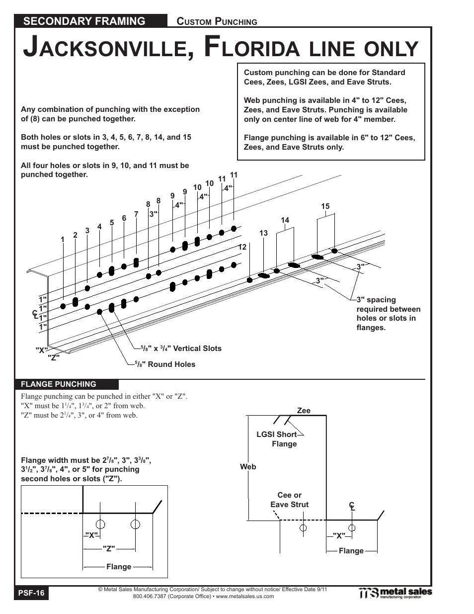 Acksonville, Lorida, Line | Only, Secondary framing | Metal Sales Secondary Framing User Manual | Page 16 / 53