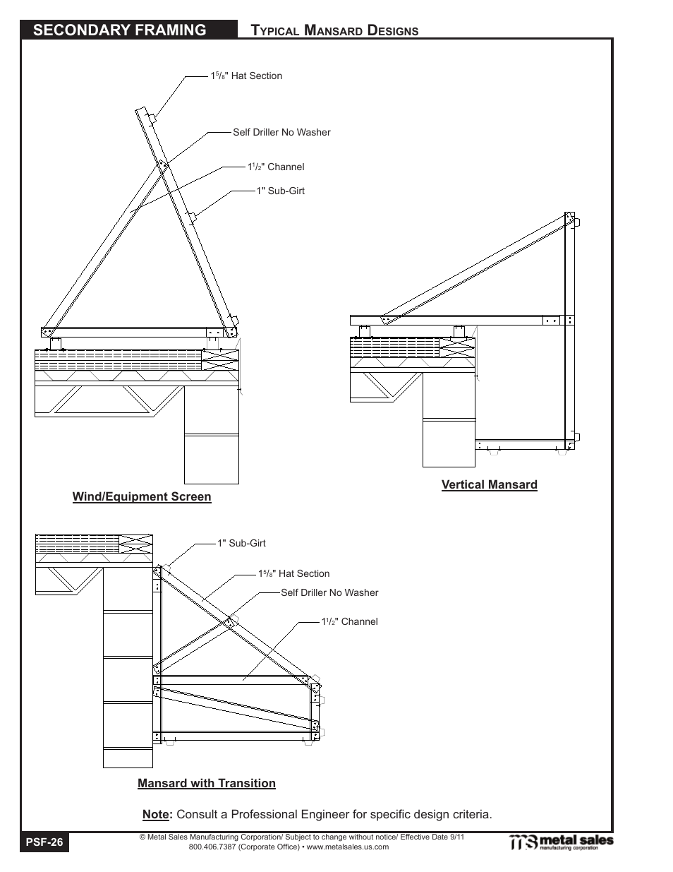 Secondary framing | Metal Sales Secondary Framing User Manual | Page 26 / 53