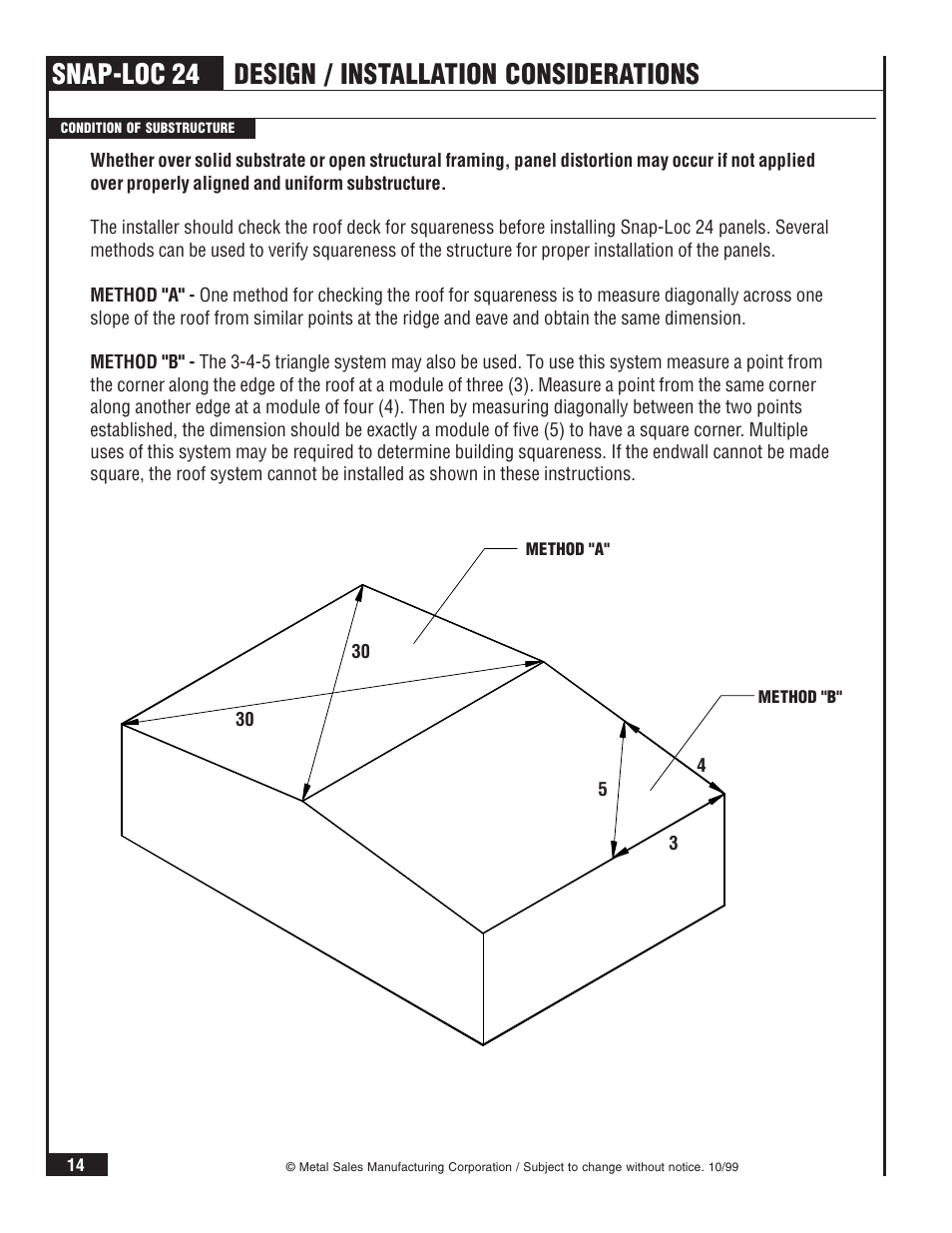 Snap-loc 24, Design / installation considerations | Metal Sales Snap-Loc 24 Installation User Manual | Page 15 / 69