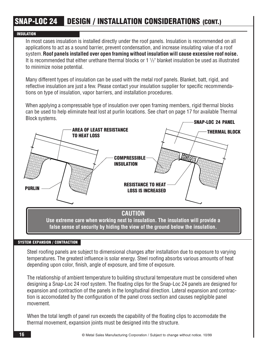 Snap-loc 24, Design / installation considerations | Metal Sales Snap-Loc 24 Installation User Manual | Page 17 / 69