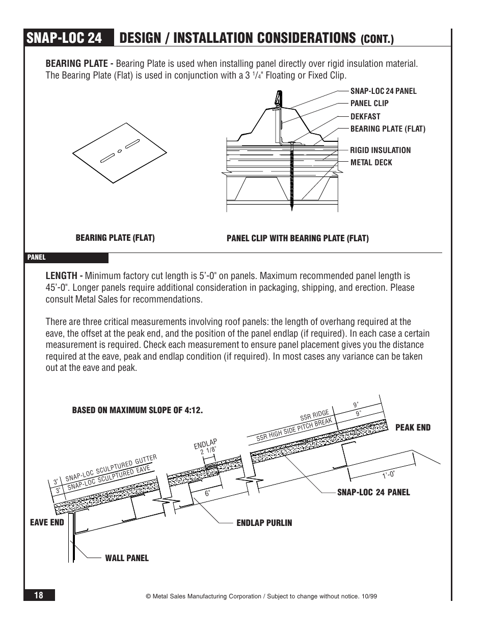 Snap-loc 24, Design / installation considerations, Cont.) | Metal Sales Snap-Loc 24 Installation User Manual | Page 19 / 69