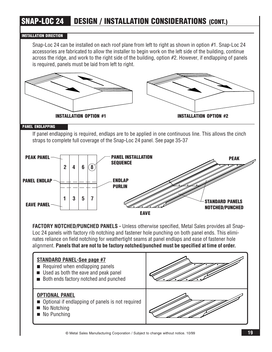 Snap-loc 24, Design / installation considerations | Metal Sales Snap-Loc 24 Installation User Manual | Page 20 / 69