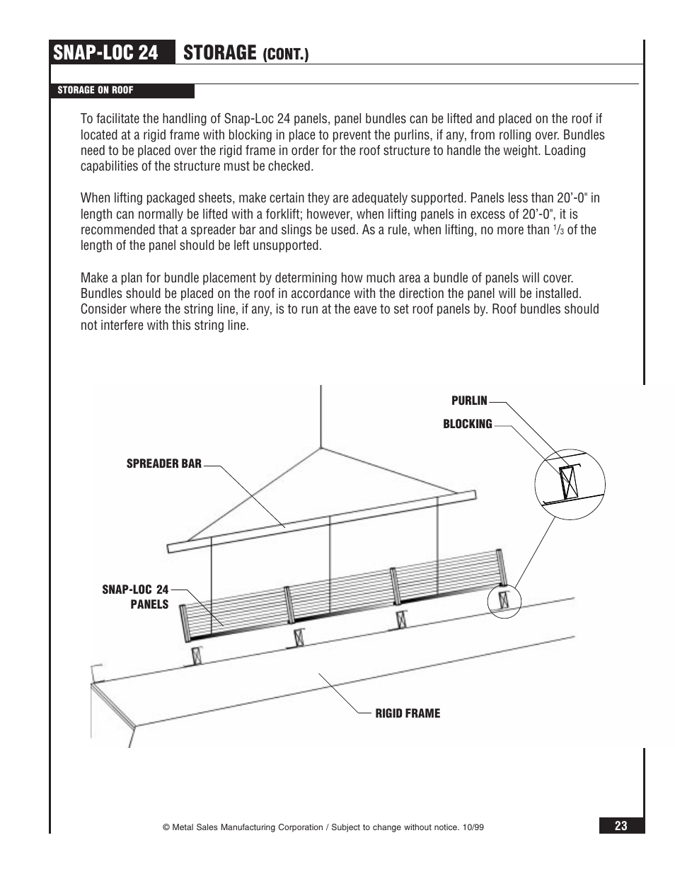 Snap-loc 24, Storage, Cont.) | Metal Sales Snap-Loc 24 Installation User Manual | Page 24 / 69
