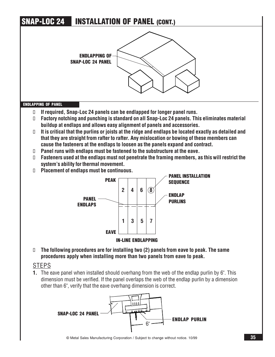 Snap-loc 24 installation of panel | Metal Sales Snap-Loc 24 Installation User Manual | Page 36 / 69