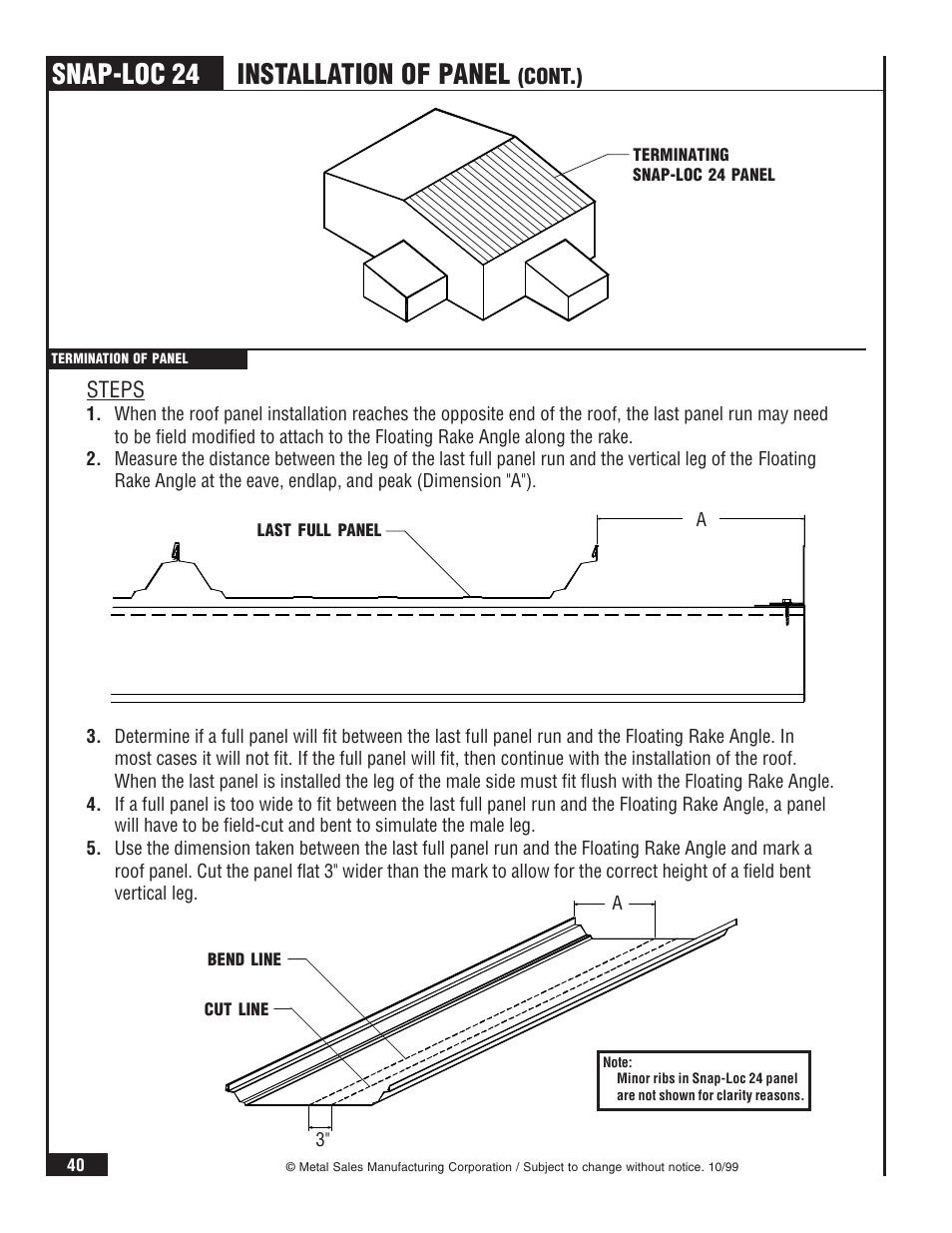 Snap-loc 24, Installation of panel | Metal Sales Snap-Loc 24 Installation User Manual | Page 41 / 69
