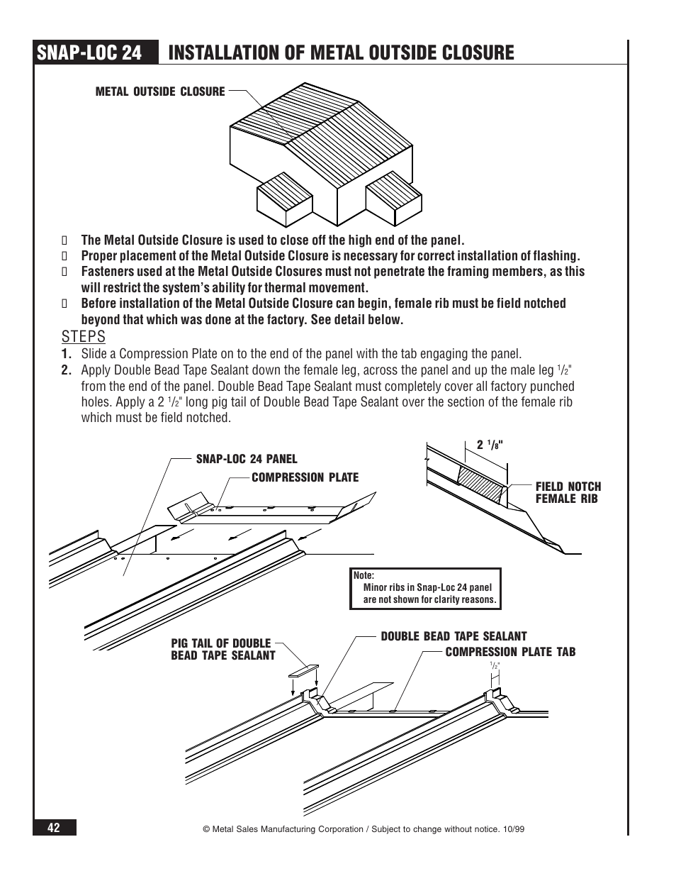 Snap-loc 24, Installation of metal outside closure, Steps | Metal Sales Snap-Loc 24 Installation User Manual | Page 43 / 69