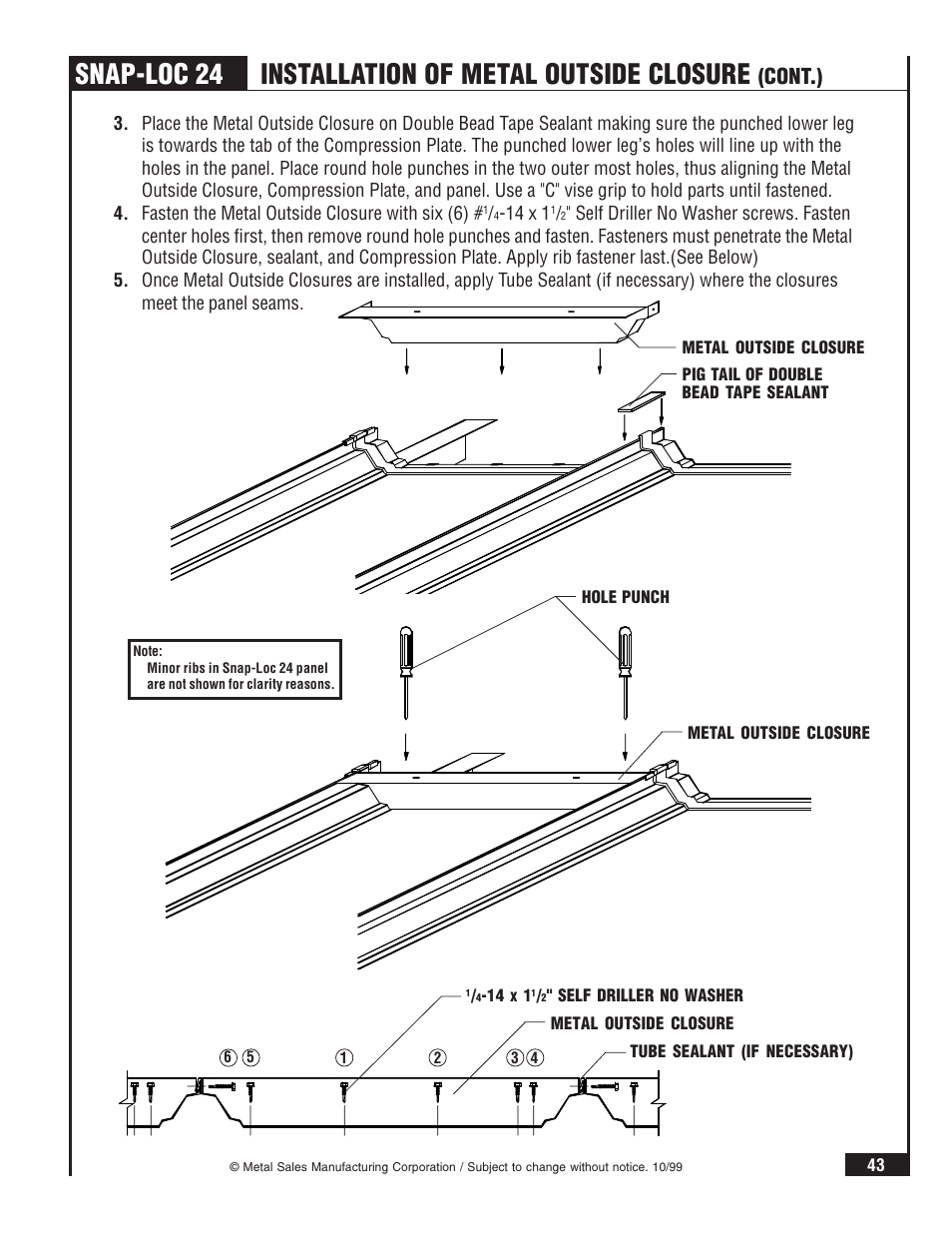 Snap-loc 24 installation of metal outside closure, Cont.) | Metal Sales Snap-Loc 24 Installation User Manual | Page 44 / 69
