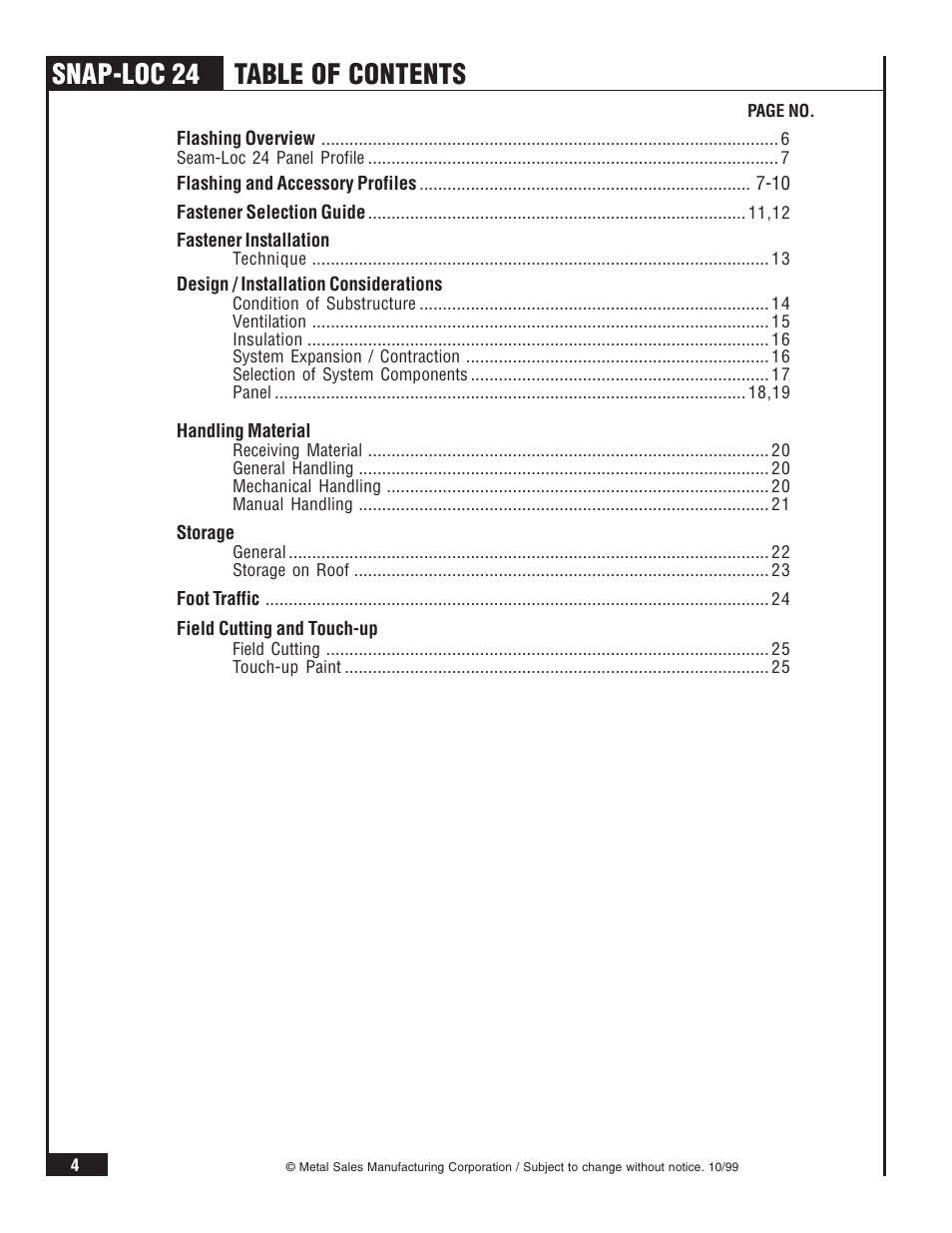 Metal Sales Snap-Loc 24 Installation User Manual | Page 5 / 69