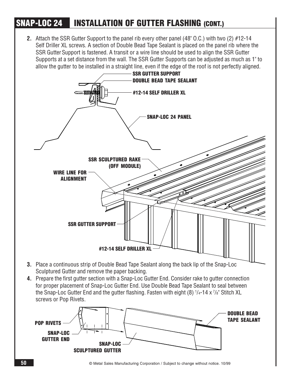 Snap-loc 24, Installation of gutter flashing, Cont.) | Metal Sales Snap-Loc 24 Installation User Manual | Page 51 / 69