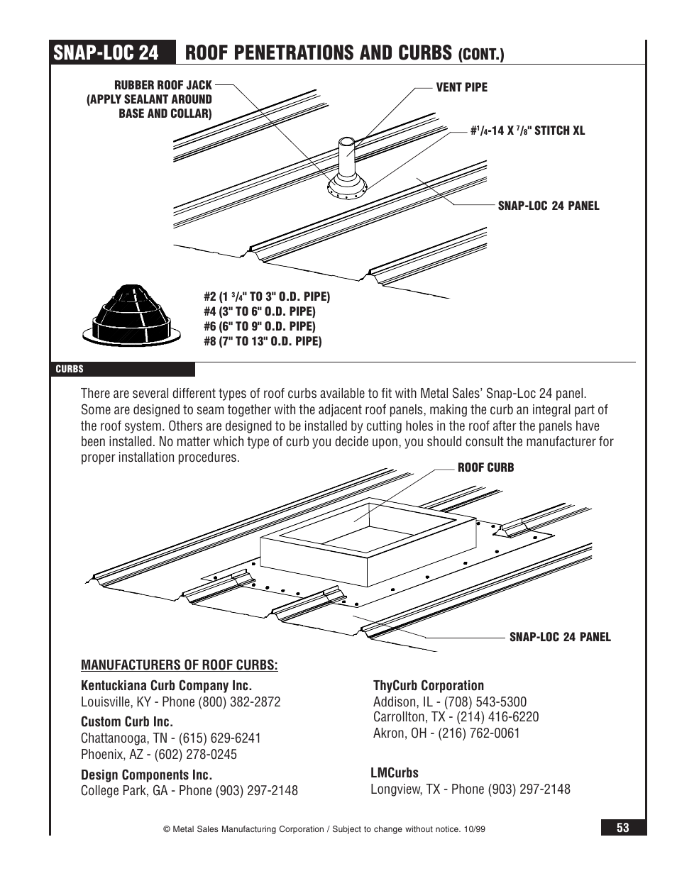 Snap-loc 24 roof penetrations and curbs, Cont.) | Metal Sales Snap-Loc 24 Installation User Manual | Page 54 / 69