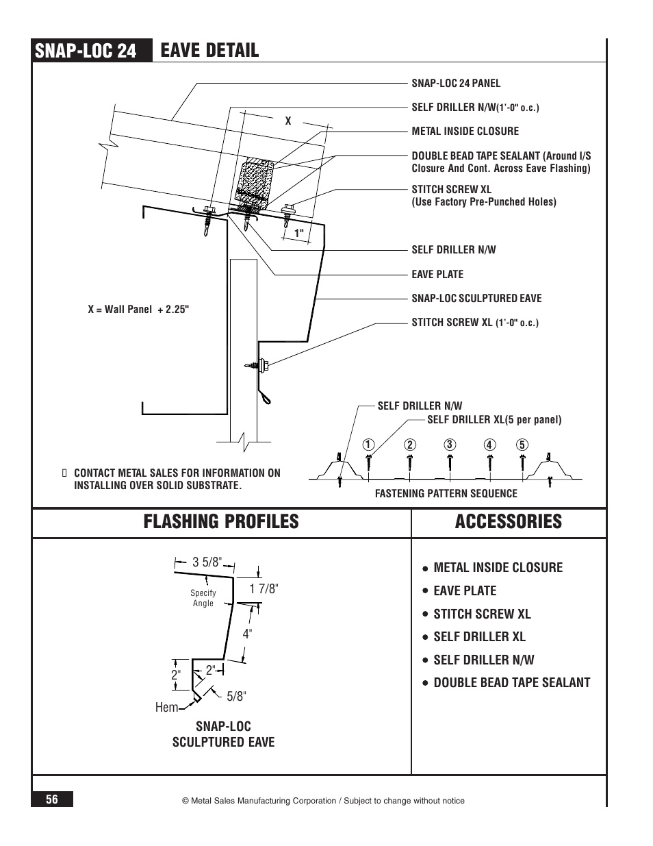 Snap-loc 24, Eave detail accessories flashing profiles | Metal Sales Snap-Loc 24 Installation User Manual | Page 57 / 69