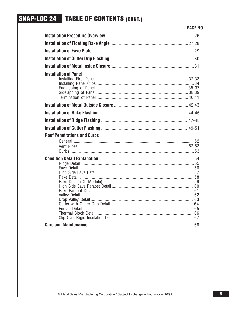Metal Sales Snap-Loc 24 Installation User Manual | Page 6 / 69