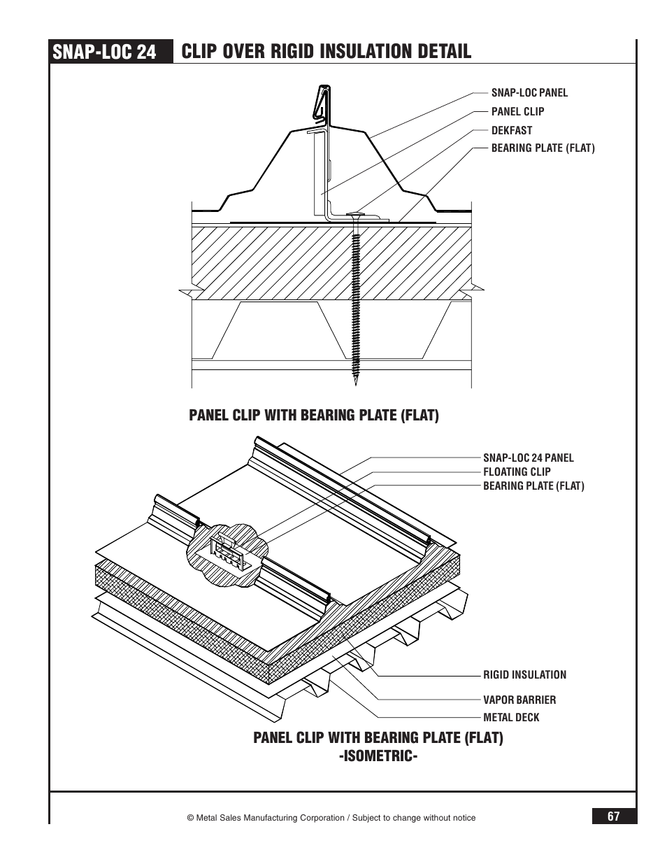 Snap-loc 24, Clip over rigid insulation detail | Metal Sales Snap-Loc 24 Installation User Manual | Page 68 / 69