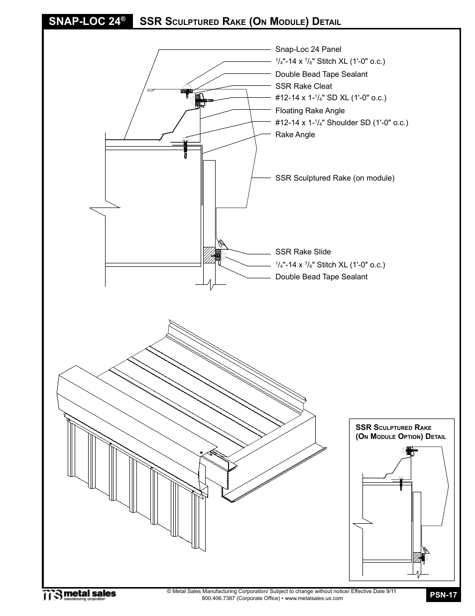 Snap-loc 24, Ssr s | Metal Sales Snap-Loc 24 Manual User Manual | Page 17 / 22