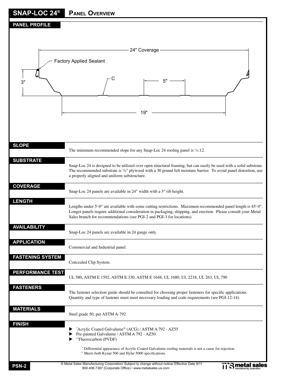 Snap-loc 24 | Metal Sales Snap-Loc 24 Manual User Manual | Page 2 / 22