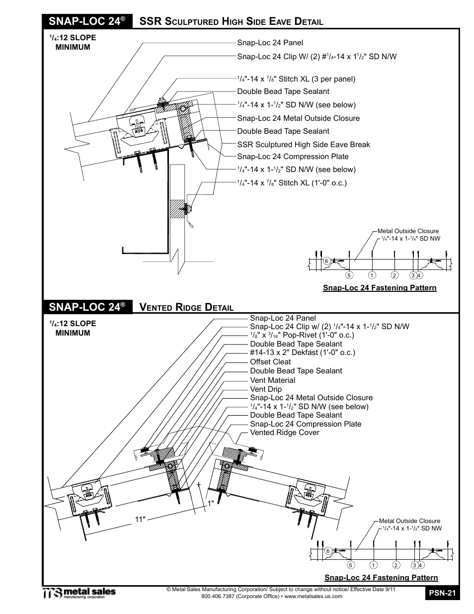 Snap-loc 24, Ssr s | Metal Sales Snap-Loc 24 Manual User Manual | Page 21 / 22