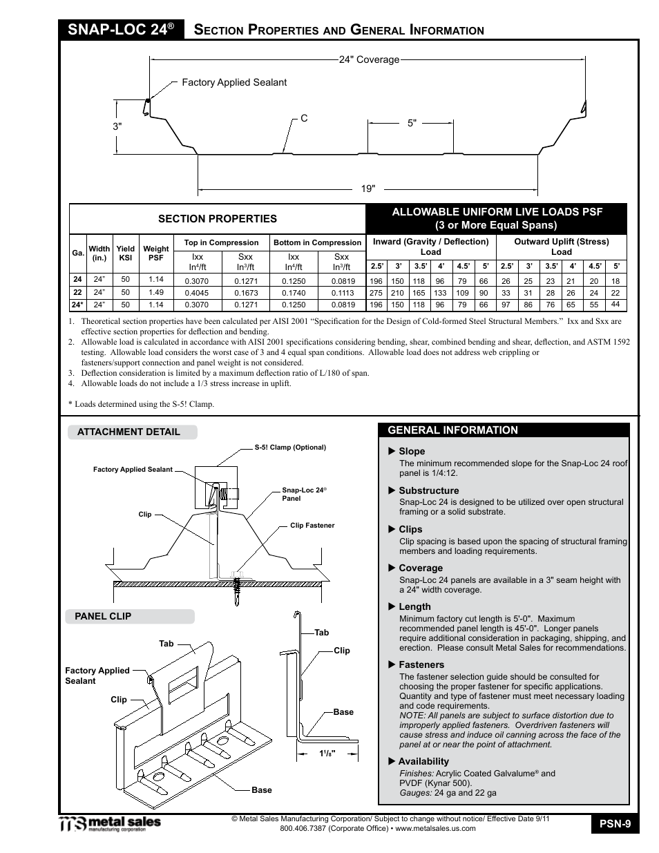 Snap-loc 24 | Metal Sales Snap-Loc 24 Manual User Manual | Page 9 / 22