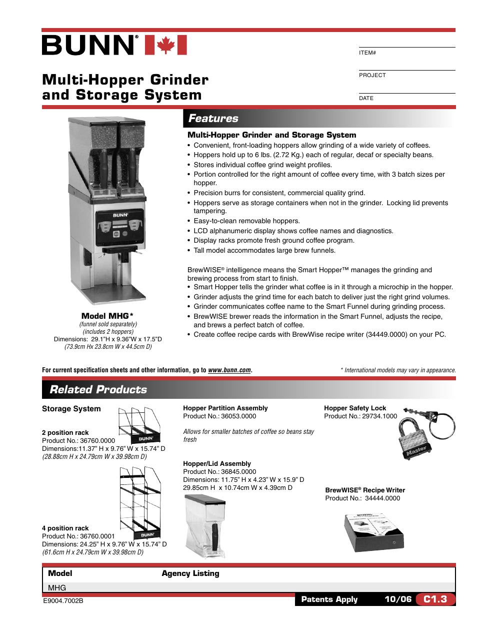 Bunn MHG User Manual | 2 pages