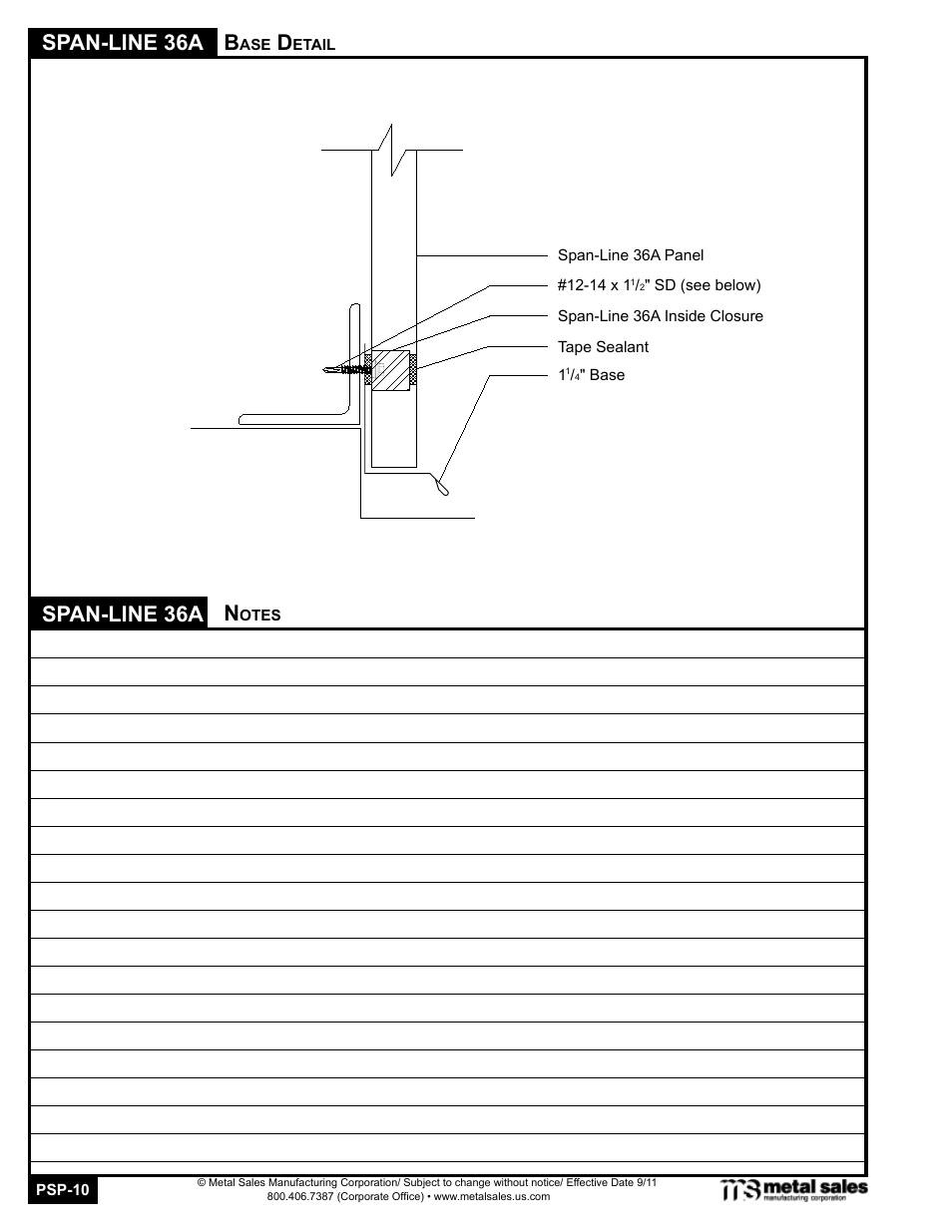 Span-line 36a, Span-line 36a n | Metal Sales Span-Line 36A User Manual | Page 10 / 11
