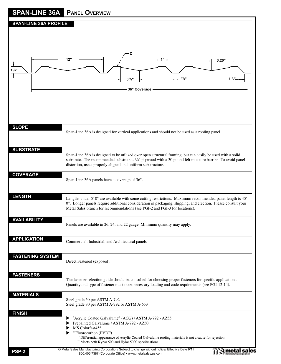 Span-line 36a | Metal Sales Span-Line 36A User Manual | Page 2 / 11
