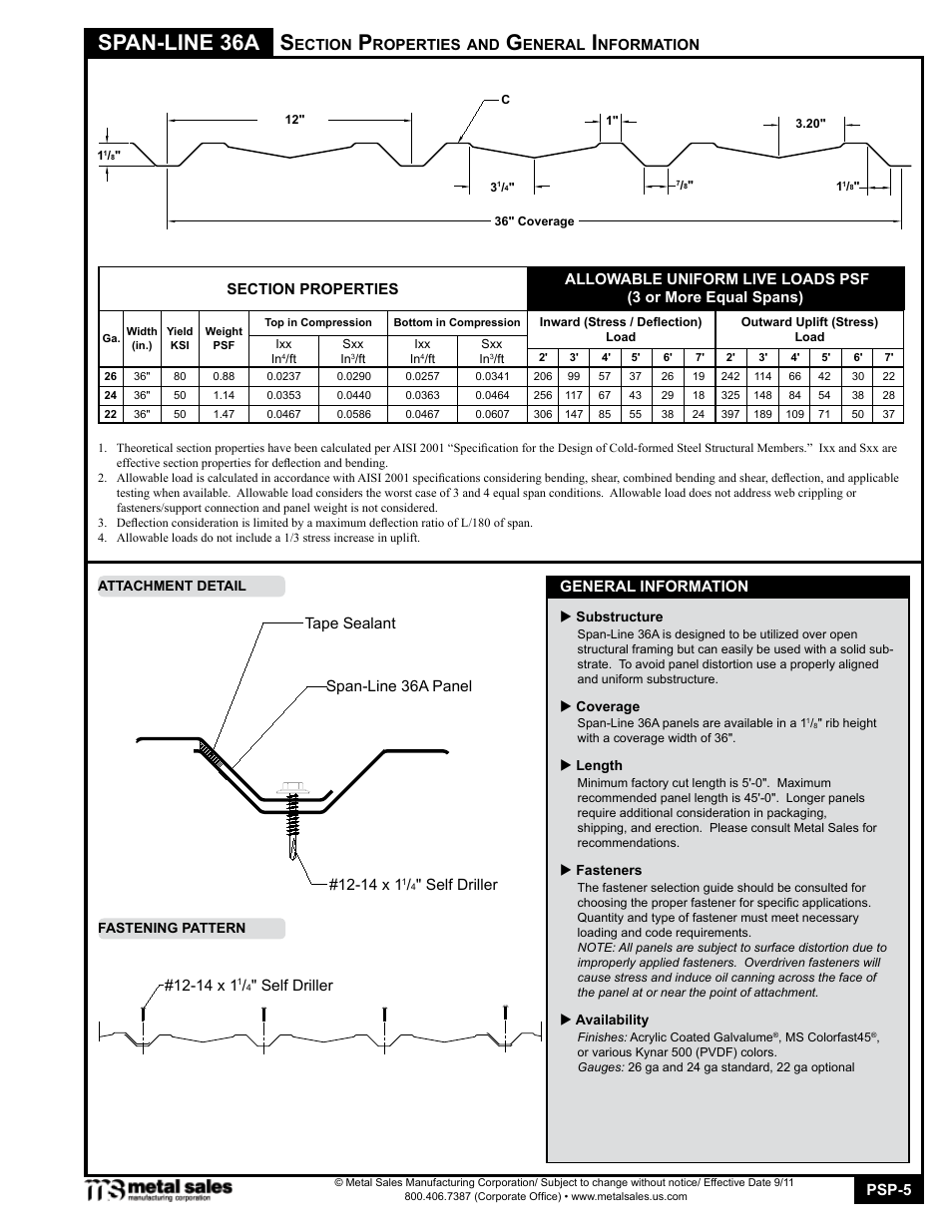 Span-line 36a | Metal Sales Span-Line 36A User Manual | Page 5 / 11