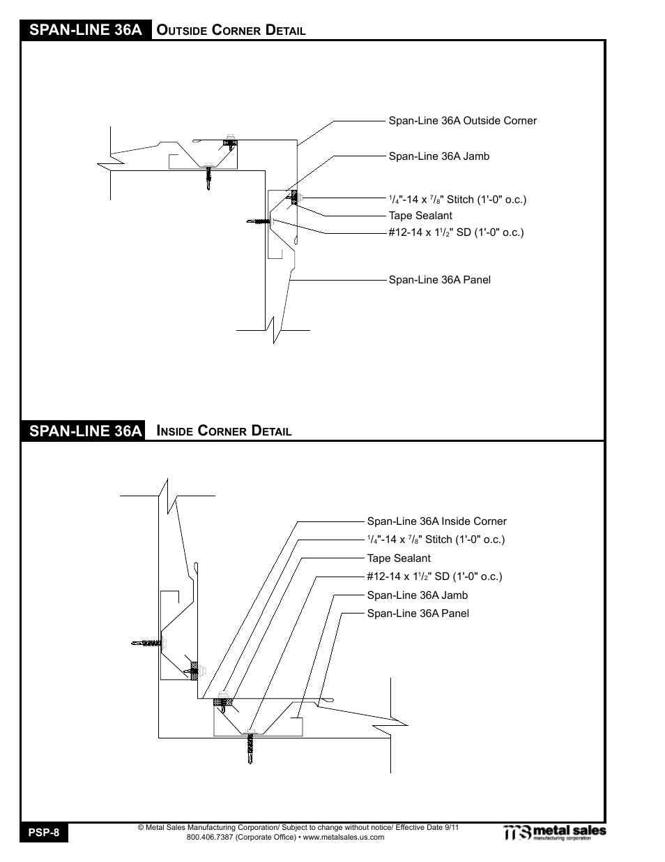 Span-line 36a, Span-line 36a o | Metal Sales Span-Line 36A User Manual | Page 8 / 11
