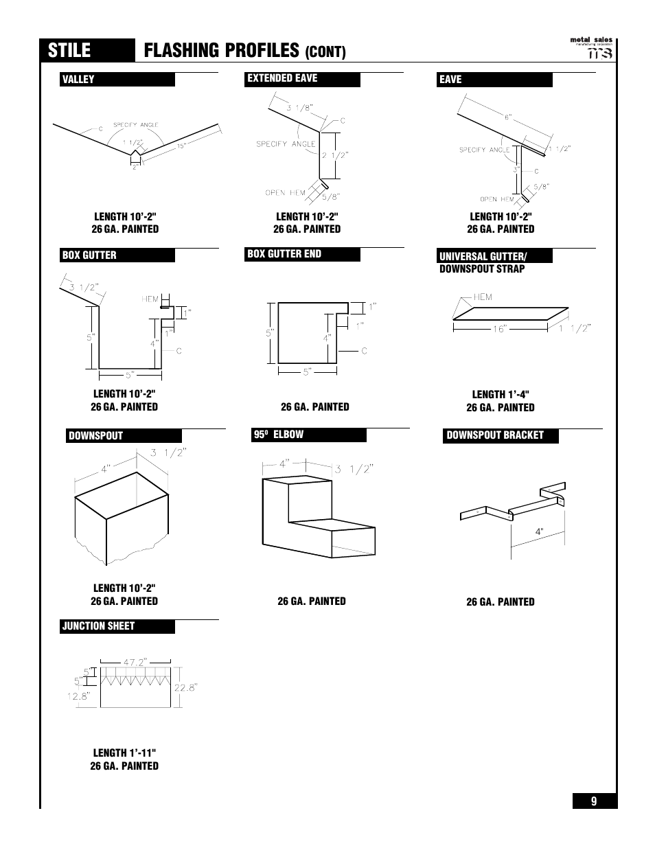 Stile, Flashing profiles, Cont) | Metal Sales Stile Installation User Manual | Page 10 / 54