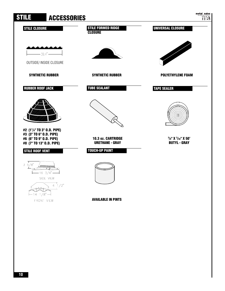 Stile, Accessories | Metal Sales Stile Installation User Manual | Page 11 / 54