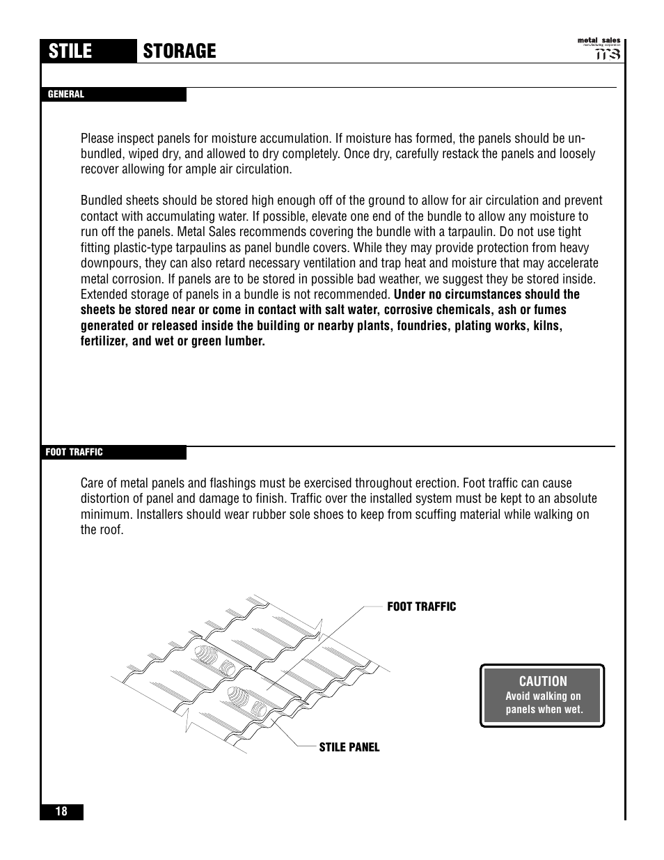 Stile, Storage | Metal Sales Stile Installation User Manual | Page 19 / 54