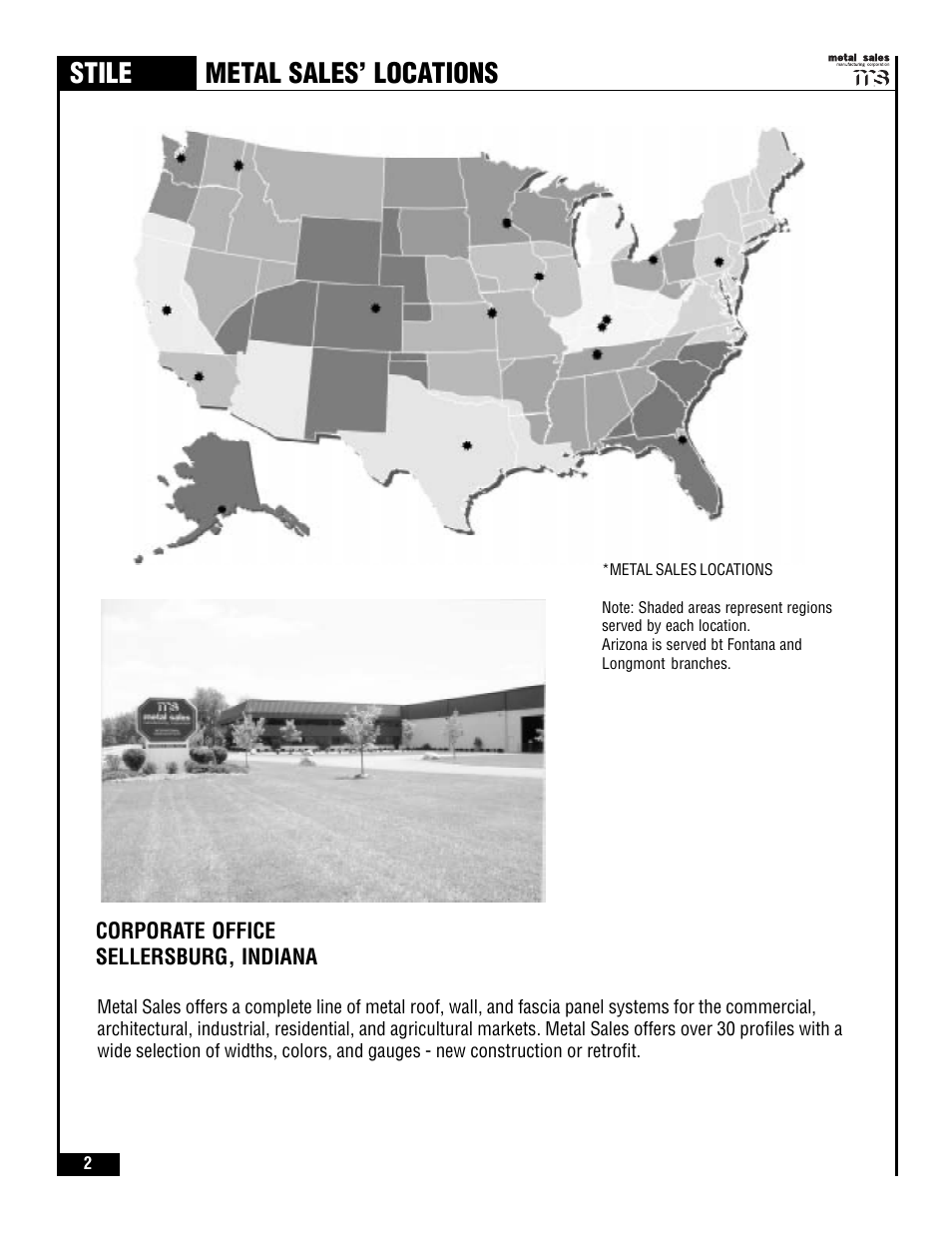 Stile, Metal sales' locations | Metal Sales Stile Installation User Manual | Page 3 / 54