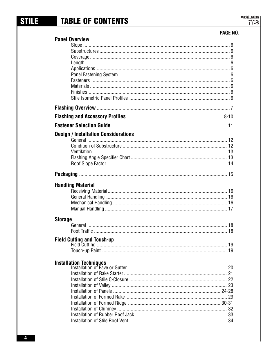 Metal Sales Stile Installation User Manual | Page 5 / 54