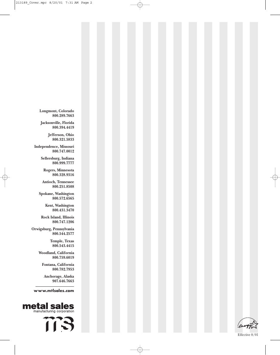 Metal Sales Stile Installation User Manual | Page 54 / 54