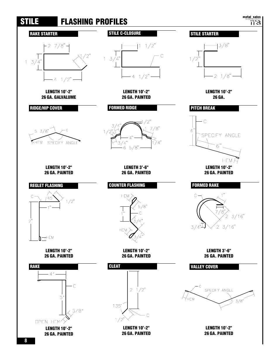 Stile, Flashing profiles | Metal Sales Stile Installation User Manual | Page 9 / 54