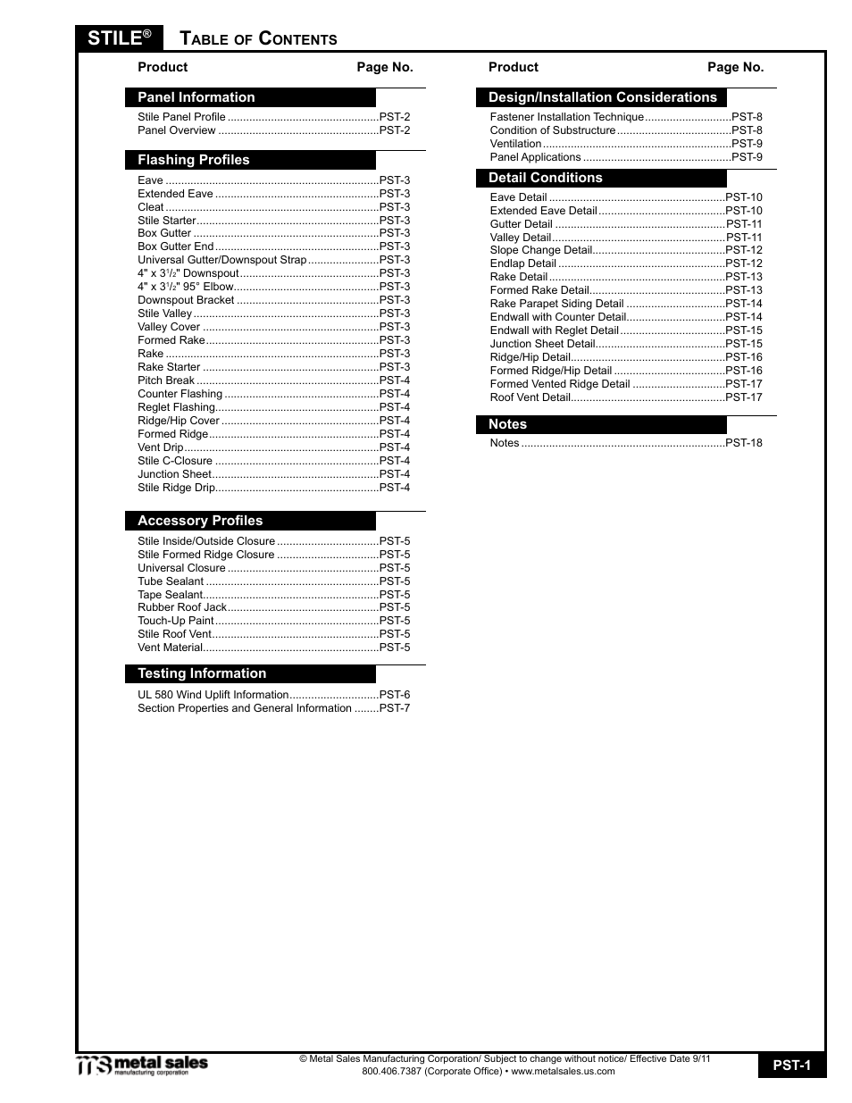 Metal Sales Stile Manual User Manual | 18 pages