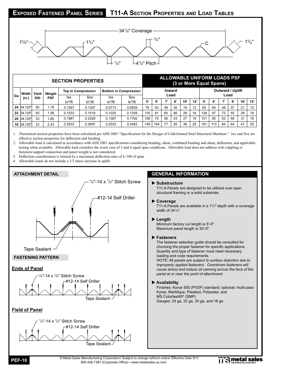 T11-a s | Metal Sales T6-A User Manual | Page 10 / 26