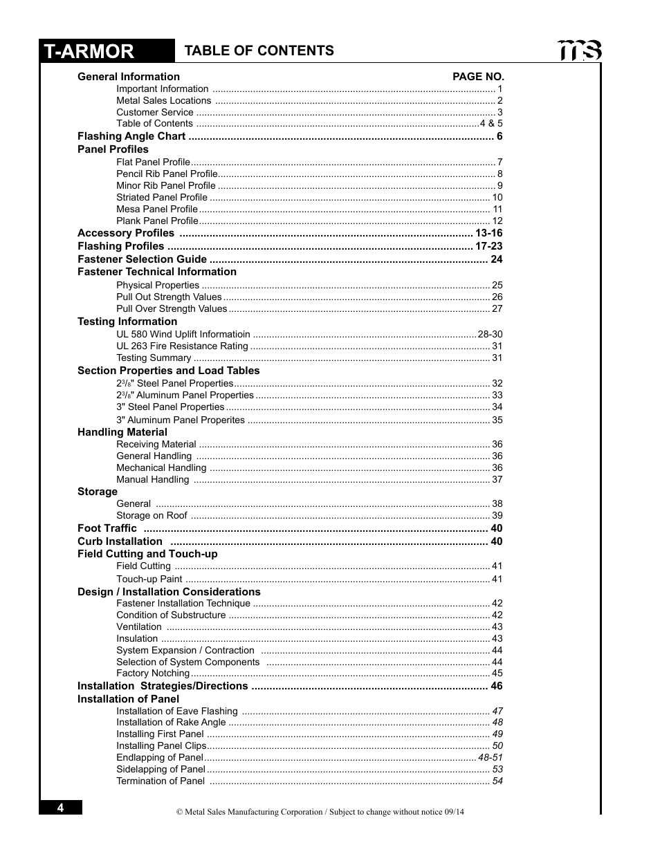 Metal Sales T-Armor Series User Manual | Page 4 / 80