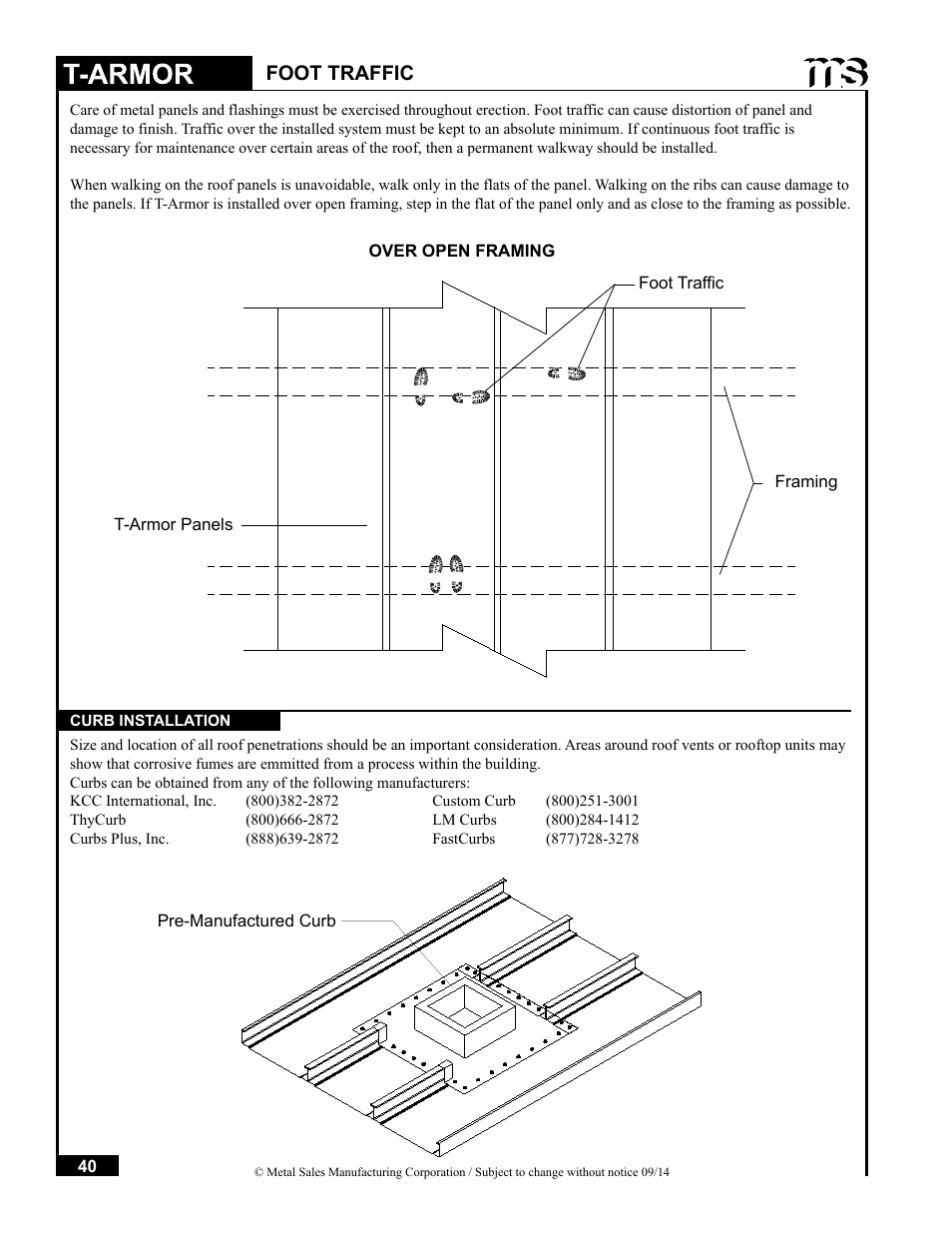 Foot traffic | Metal Sales T-Armor Series User Manual | Page 40 / 80