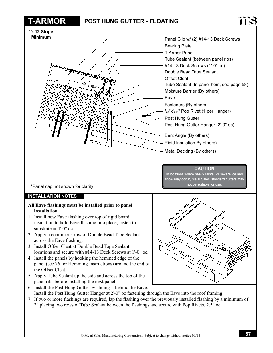 T-armor, Post hung gutter - floating | Metal Sales T-Armor Series User Manual | Page 57 / 80