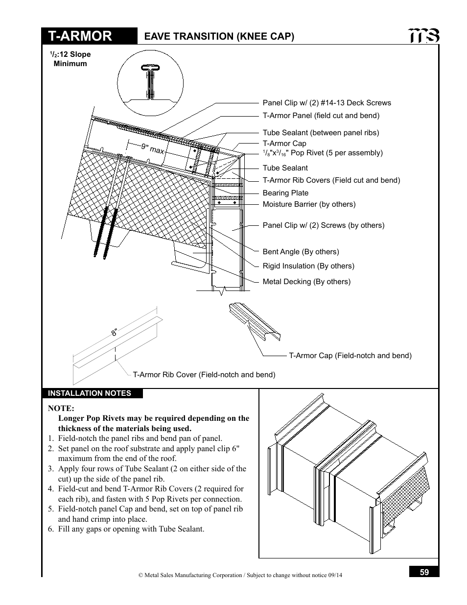 T-armor, Eave transition (knee cap) | Metal Sales T-Armor Series User Manual | Page 59 / 80